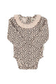 Baby long sleeve body w/ collar | Pale pink w/animal print