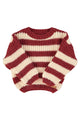 Knitted sweater | Bordeaux & light pink stripes