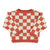 knitted sweater | ecru & terracotta checkered