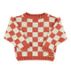 knitted sweater | ecru & terracotta checkered