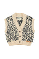 Knitted waistcoat | Light pink w/ black animal print