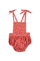 Romper | Raspberry w/ black flowers