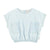 sleeveless blouse w/ fringes | light blue chambray