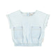 baby sleeveless blouse w/ fringes | light blue chambray