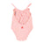 swimsuit w/ ruffles | pink w/ multicolor stripes