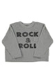 Terry cotton longsleeve t'shirt | Grey w/ "rock & roll" print