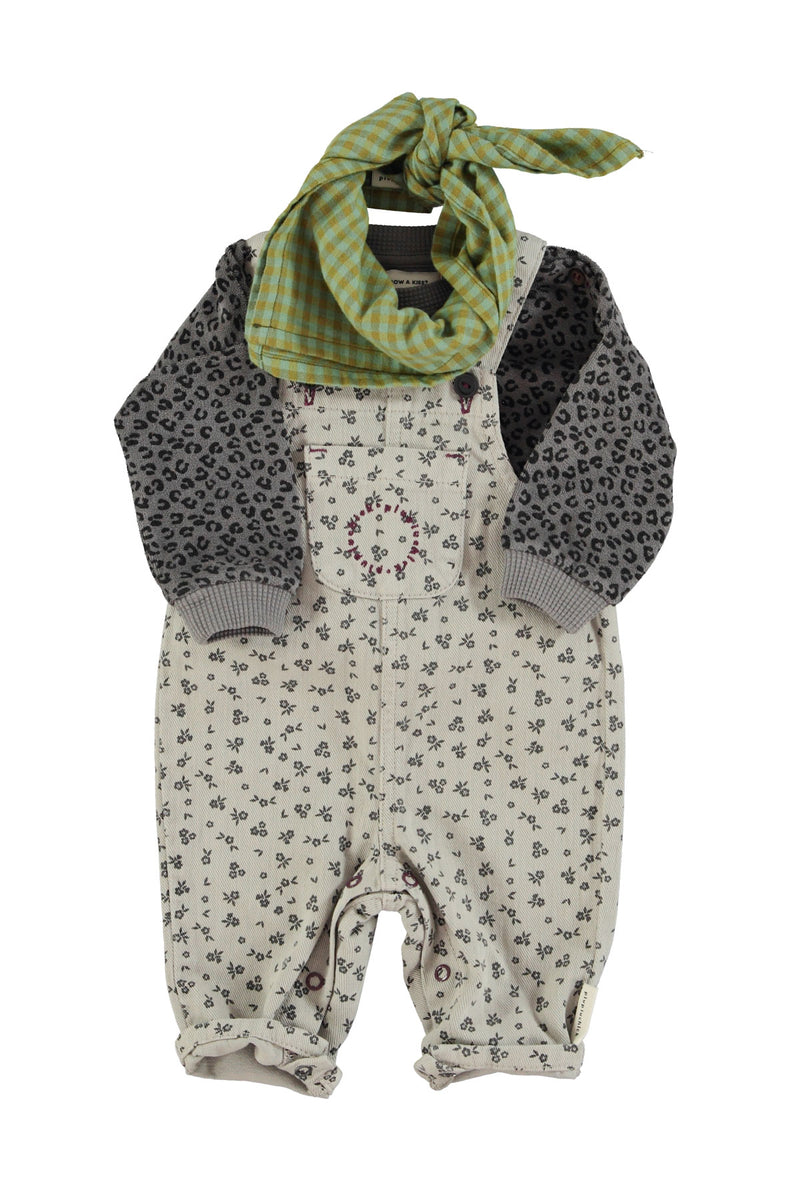 最終値下げ　TINY POODLE BABY DUNGAREE Baby dungarees | Light grey w/ black flowers – piupiuchick