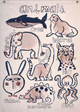 ORGANIC COTTON/CANVAS WALLHANGING/ANIMALS 100X70CM