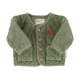 Unisex baby washed green padded jacket with back print