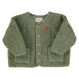 Unisex washed green padded jacket with back print