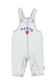 baby dungarees | washed light blue denim w/  "peace" print