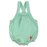 baby romper | green & ecru checkered