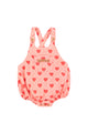 baby romper | pink w/ red hearts allover
