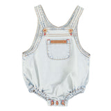 baby romper | washed light blue denim