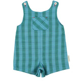 baby short jumpsuit | blue & green checkered