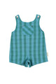 baby short jumpsuit | blue & green checkered
