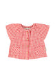Baby blouse w/ butterfly sleeves | red & ecru checkered