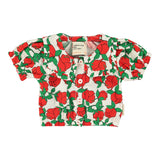 baby blouse w/ sailor collar | ecru w/ red roses print