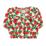 blouse w/ sailor collar | ecru w/ red roses print