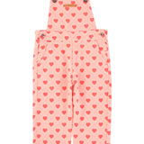 dungarees | pink w/ red hearts allover
