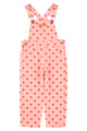 dungarees | pink w/ red hearts allover