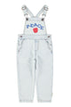 dungarees | washed light blue denim w/ "peace" print