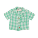 baby hawaiian shirt | green  & ecru checkered