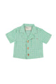 baby hawaiian shirt | green  & ecru checkered