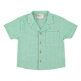 hawaiian shirt | green  & ecru checkered