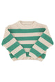knitted sweater | ecru & green stripes