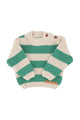 baby knitted sweater | ecru & green stripes