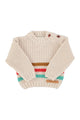 baby knitted sweater | ecru w/ multicolor stripes