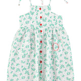 long dress | ecru w/ green flowers allover