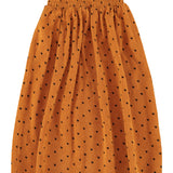 long skirt | camel w/ black hearts allover