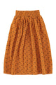 long skirt | camel w/ black hearts allover
