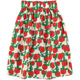 long skirt | ecru w/ red roses print