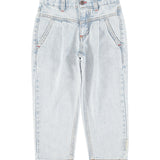 mom fit trousers | washed light blue denim