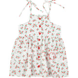 short dress | ecru w/ red flowers allover
