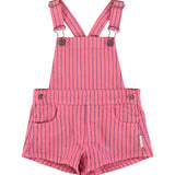 short dungarees | pink w/ indigo stripes