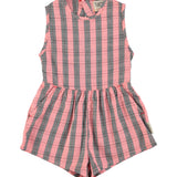 short jumpsuit | pink checkered