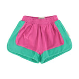 Girl fuchsia and green terry shorts
