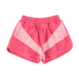 Girl pink terry shorts with white stripes