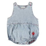 sleeveless baby romper | blue light denim