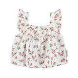 Baby sleeveless blouse | ecru w/ red flowers allover