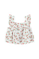 Baby sleeveless blouse | ecru w/ red flowers allover