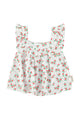 sleeveless blouse | ecru w/ red flowers allover