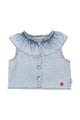 sleeveless blouse w/ collar | blue light denim