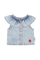 baby sleeveless blouse w/ collar | blue light denim