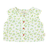 sleeveless blouse w/ collar | ecru w/ yellow flowers allover