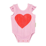 baby sleeveless bodysuit | lilac w/ red heart print